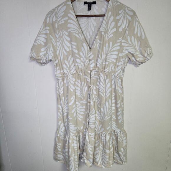 Ellen Tracy Floral Linen Blend Mini Dress Beige And Ivory Size Small - Picture 1 of 6